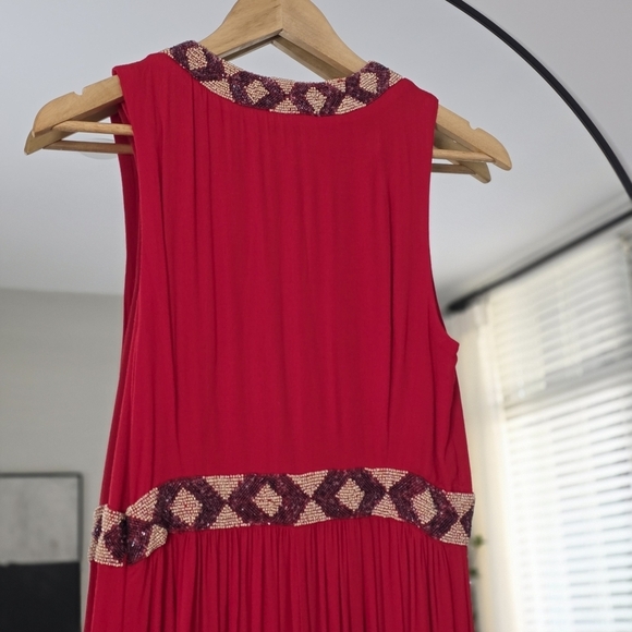 & Other Stories Paris Atelier Red Embellished V-Neck Maxi Dress, Size US 8 - Picture 5 of 11